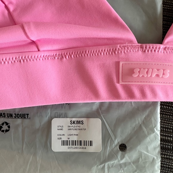 Skims Swim Plunge Bikini Top Sz M in Light Pink - Picture 6 of 6